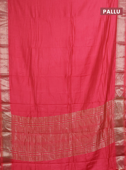 Semi mangalgiri saree peach pink with plain body and zari woven border