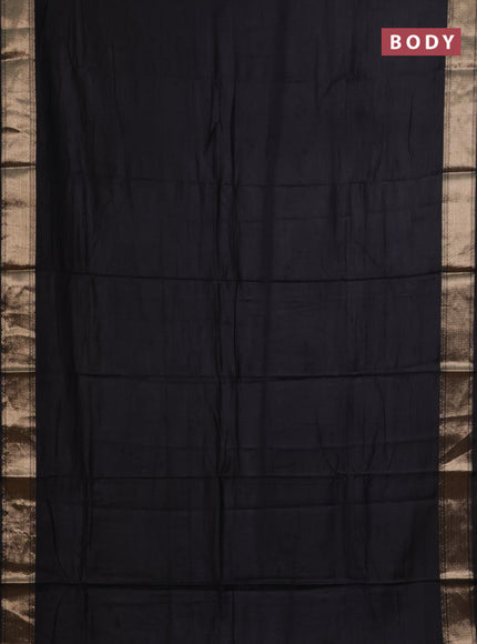 Semi mangalgiri saree black with plain body and zari woven border