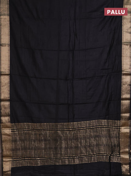 Semi mangalgiri saree black with plain body and zari woven border