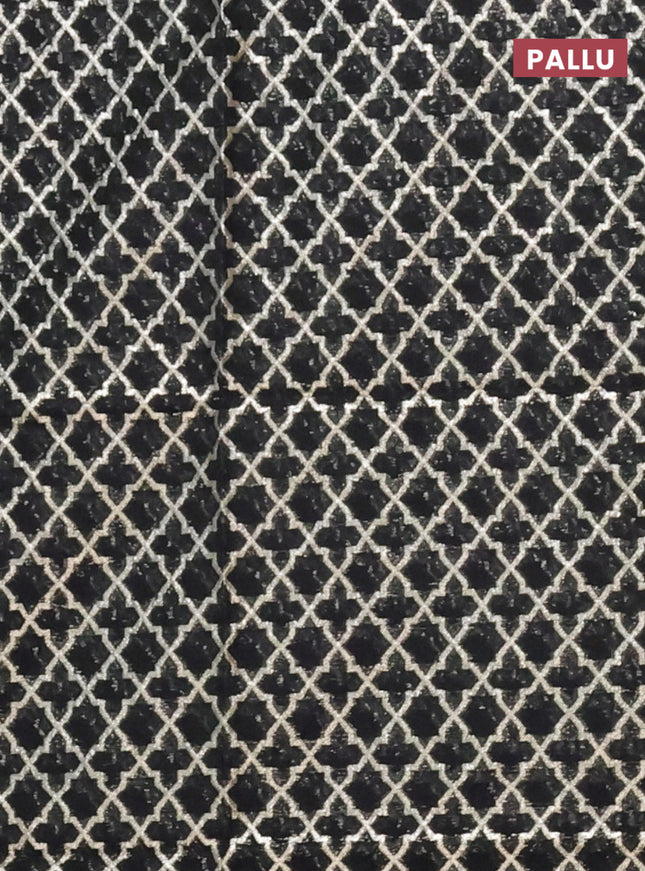 Semi mangalgiri saree black with plain body and zari woven border