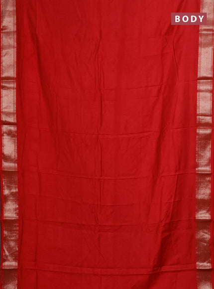 Semi mangalgiri saree red with plain body and zari woven border
