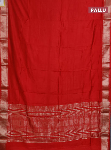 Semi mangalgiri saree red with plain body and zari woven border