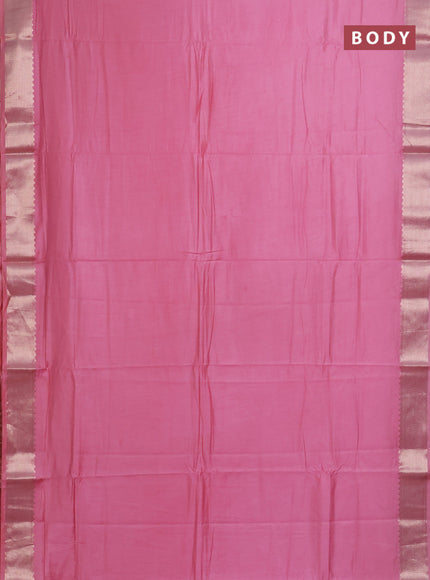 Semi mangalgiri saree pastel pink with plain body and zari woven border