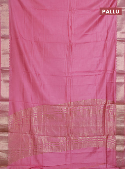 Semi mangalgiri saree pastel pink with plain body and zari woven border
