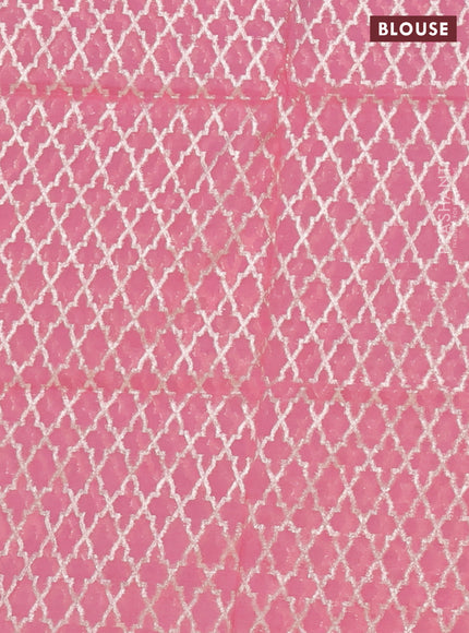 Semi mangalgiri saree pastel pink with plain body and zari woven border