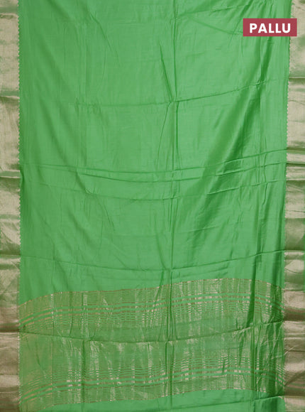 Semi mangalgiri saree light green with plain body and zari woven border