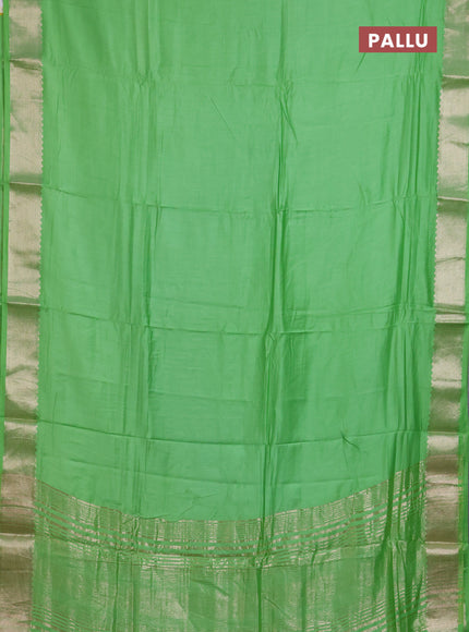Semi mangalgiri saree light green with plain body and zari woven border