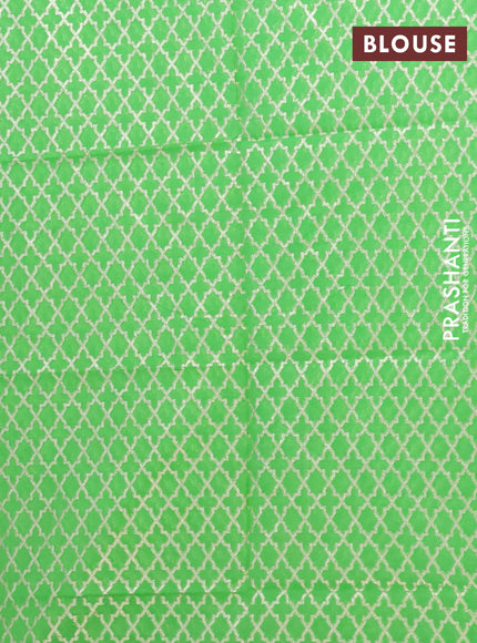 Semi mangalgiri saree light green with plain body and zari woven border