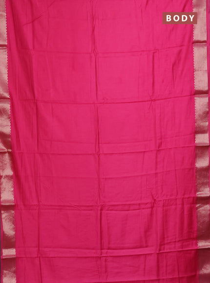 Semi mangalgiri saree pink with plain body and zari woven border