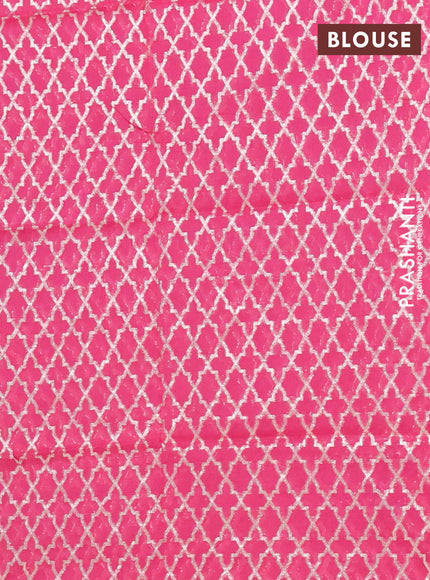 Semi mangalgiri saree pink with plain body and zari woven border