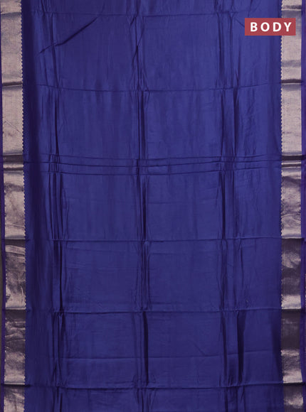 Semi mangalgiri saree blue with plain body and zari woven border