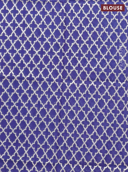 Semi mangalgiri saree blue with plain body and zari woven border