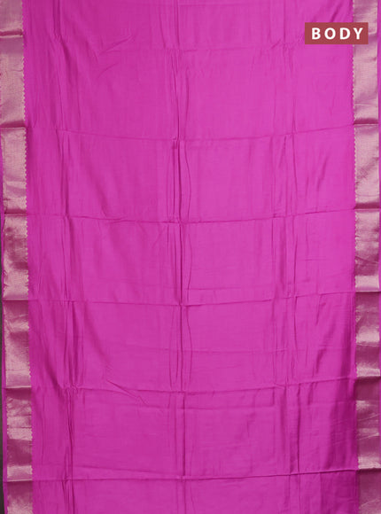 Semi mangalgiri saree pink with plain body and zari woven border