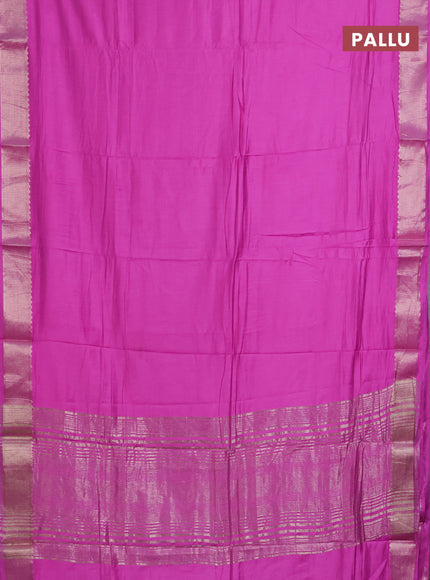 Semi mangalgiri saree pink with plain body and zari woven border