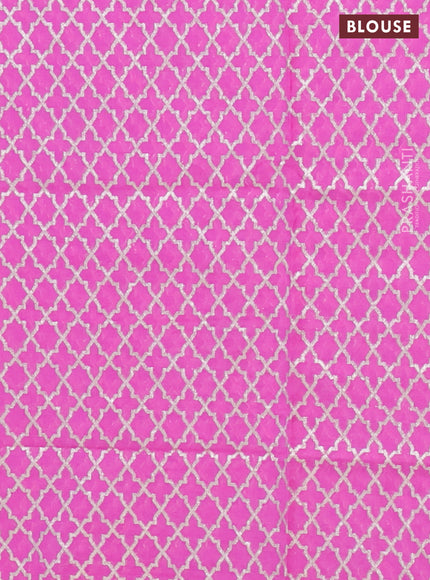 Semi mangalgiri saree pink with plain body and zari woven border