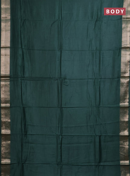 Semi mangalgiri saree peacock green with plain body and zari woven border