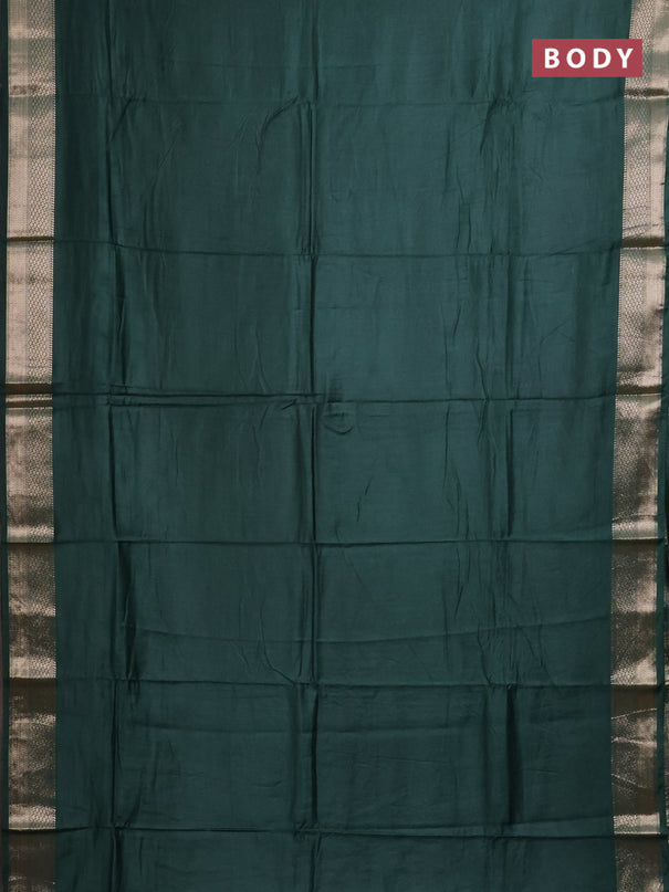Semi mangalgiri saree peacock green with plain body and zari woven border