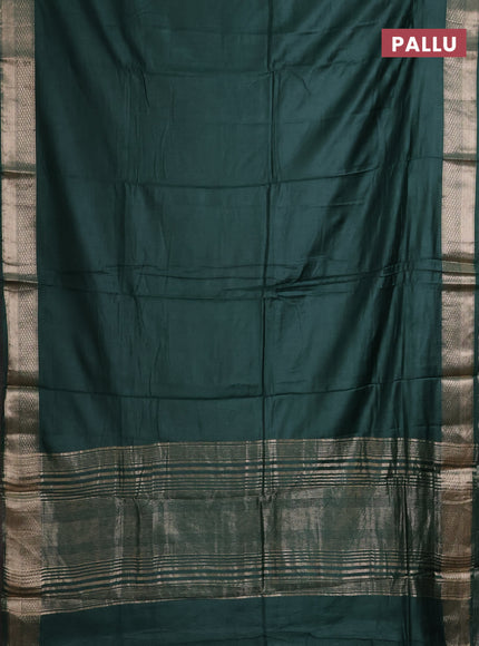Semi mangalgiri saree peacock green with plain body and zari woven border