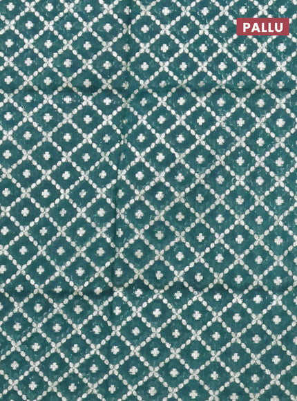 Semi mangalgiri saree peacock green with plain body and zari woven border