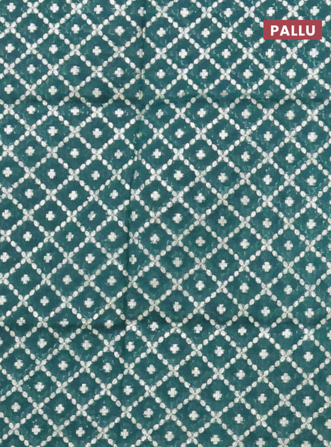 Semi mangalgiri saree peacock green with plain body and zari woven border