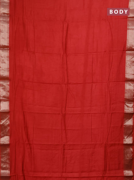 Semi mangalgiri saree red with plain body and zari woven border