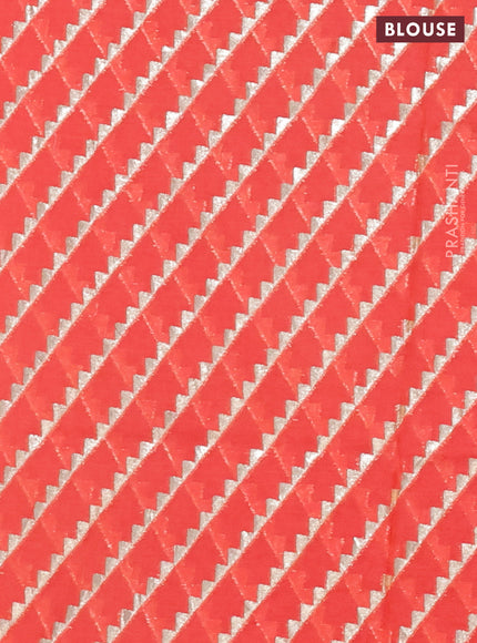 Semi mangalgiri saree red with plain body and zari woven border