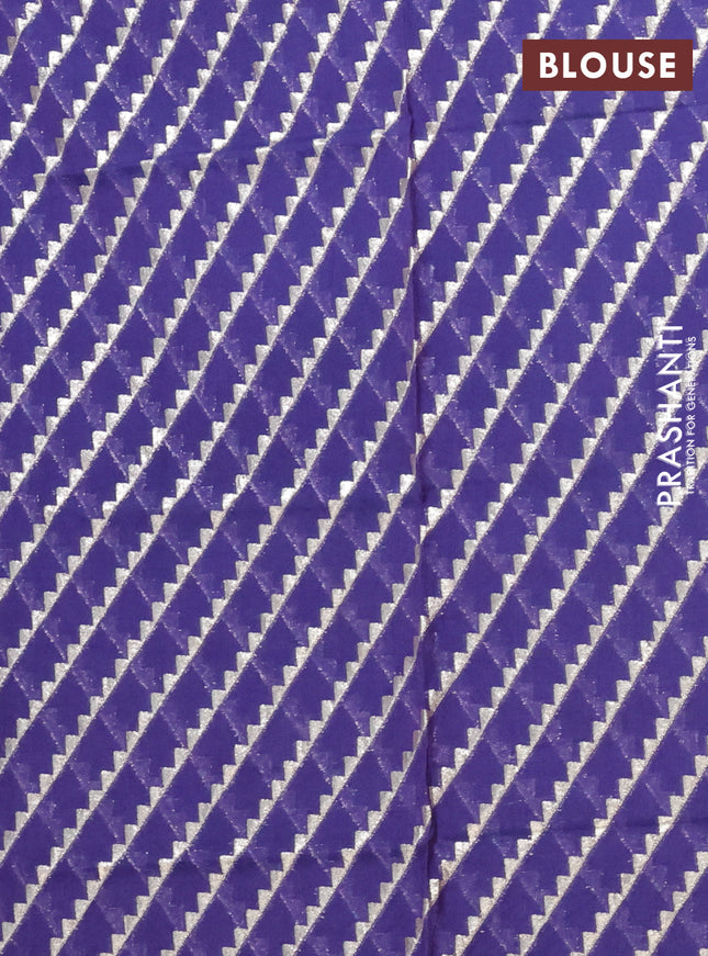 Semi mangalgiri saree dark blue with plain body and zari woven border