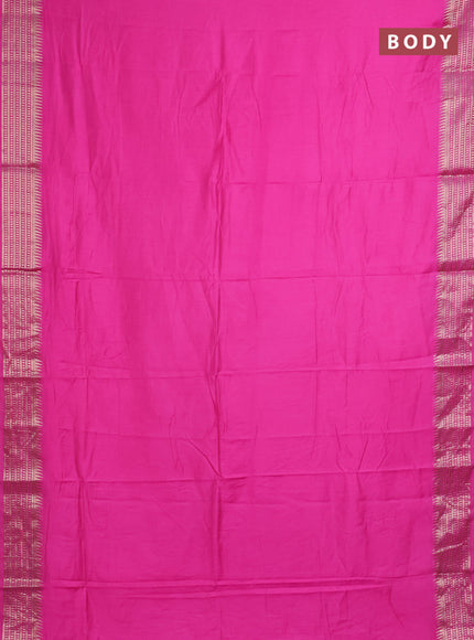 Semi mangalgiri saree pink with plain body and zari woven border