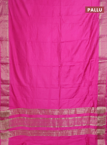 Semi mangalgiri saree pink with plain body and zari woven border