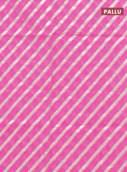 Semi mangalgiri saree pink with plain body and zari woven border