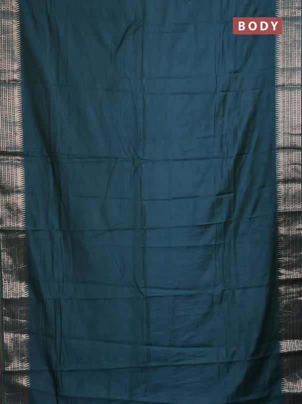 Semi mangalgiri saree peacock green with plain body and zari woven border
