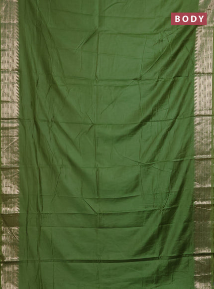 Semi mangalgiri saree light green with plain body and zari woven border