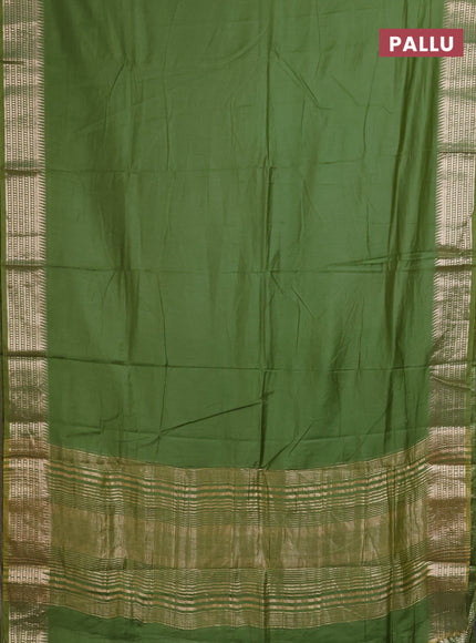 Semi mangalgiri saree light green with plain body and zari woven border