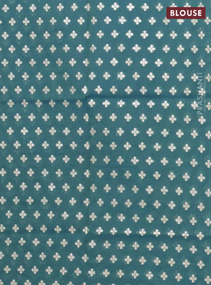 Semi mangalgiri saree peacock green with plain body and zari woven border