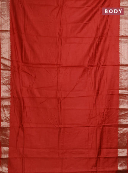 Semi mangalgiri saree rust shade with plain body and zari woven border