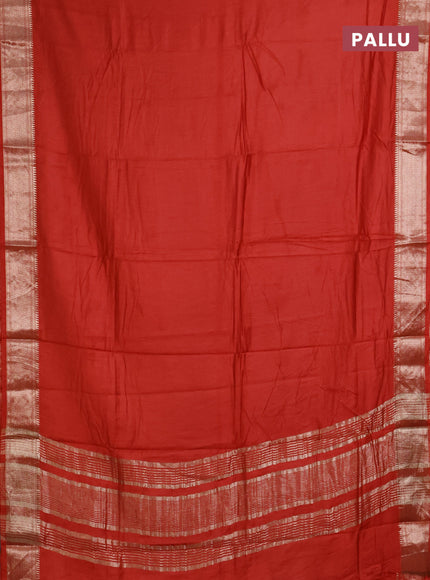 Semi mangalgiri saree rust shade with plain body and zari woven border