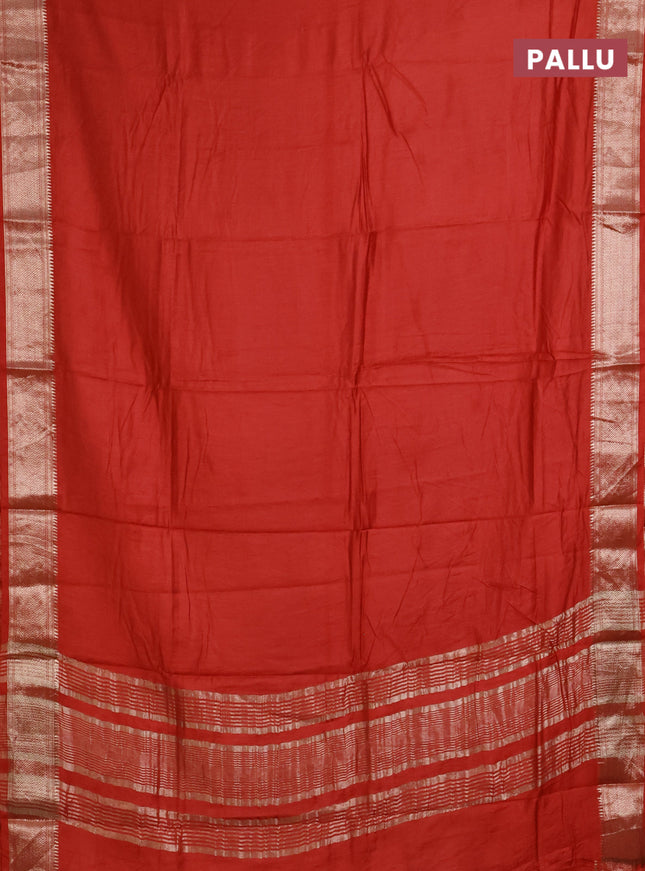 Semi mangalgiri saree rust shade with plain body and zari woven border
