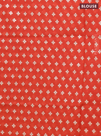 Semi mangalgiri saree rust shade with plain body and zari woven border