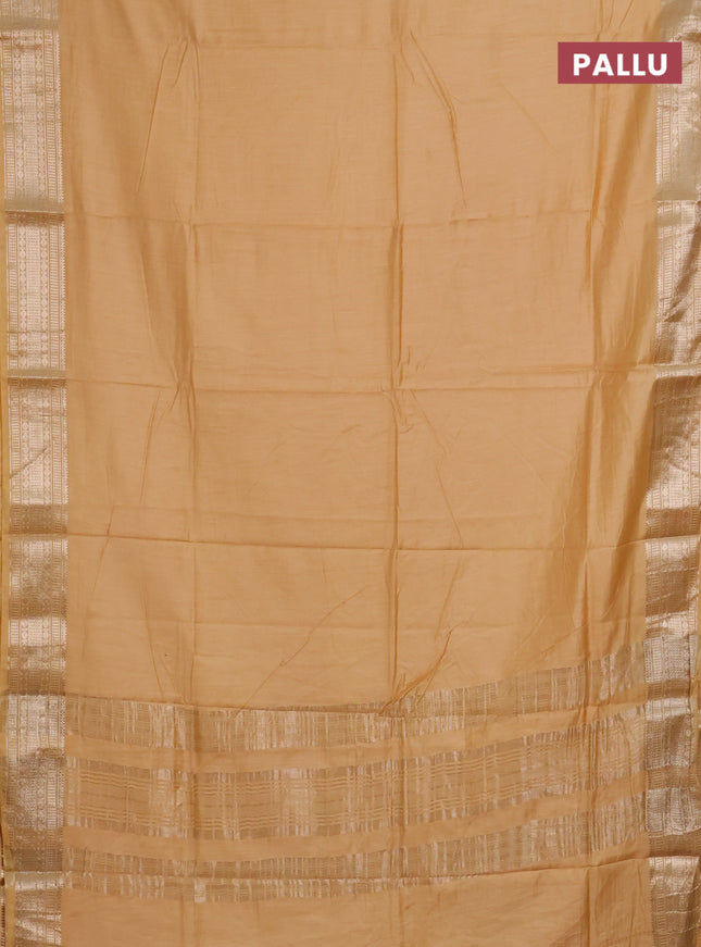 Semi mangalgiri saree sandal with plain body and zari woven border