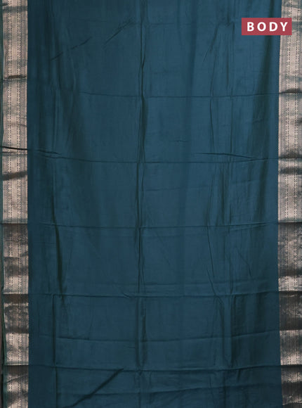 Semi mangalgiri saree peacock green with plain body and zari woven border