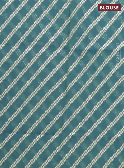 Semi mangalgiri saree peacock green with plain body and zari woven border