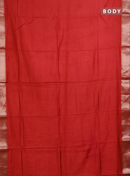 Semi mangalgiri saree red shade with plain body and zari woven border