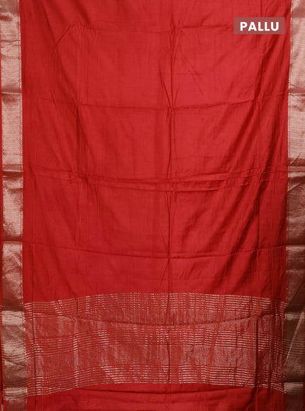 Semi mangalgiri saree red shade with plain body and zari woven border