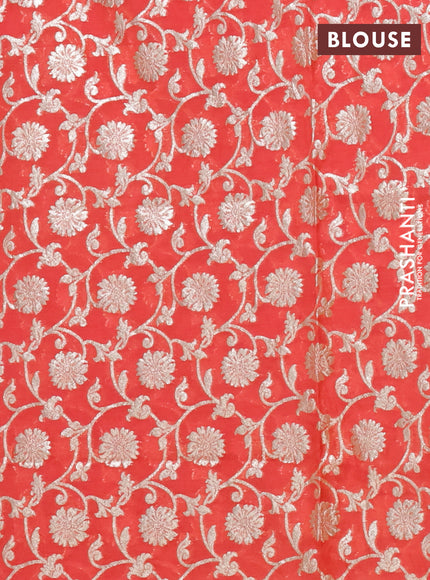 Semi mangalgiri saree red shade with plain body and zari woven border