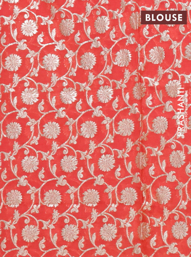 Semi mangalgiri saree red shade with plain body and zari woven border