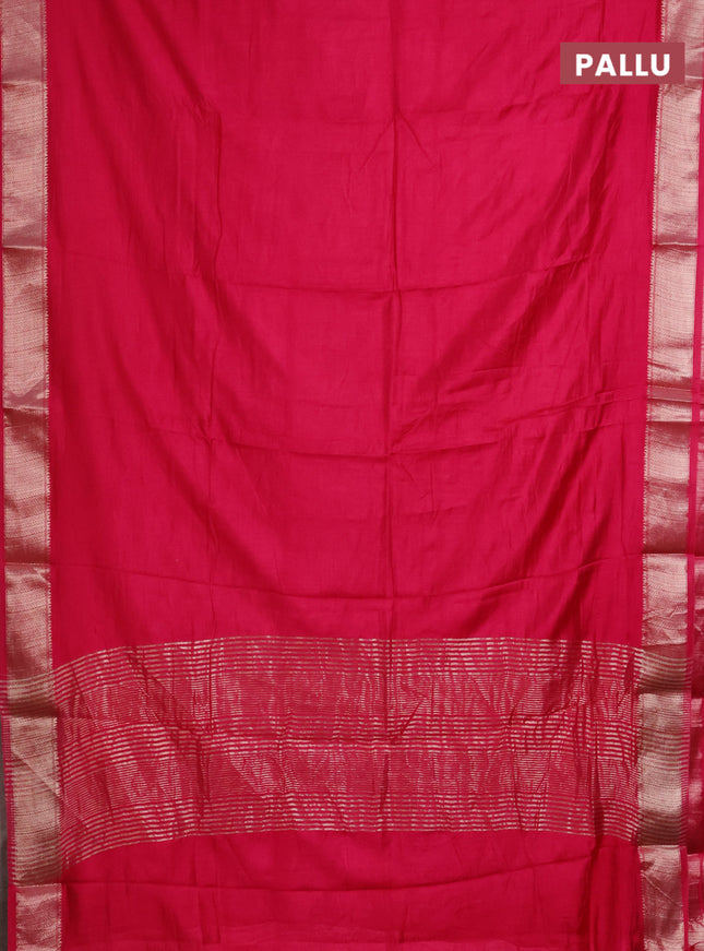 Semi mangalgiri saree pink with plain body and zari woven border
