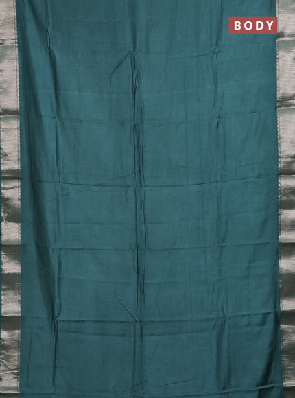 Semi mangalgiri saree green with plain body and zari woven border