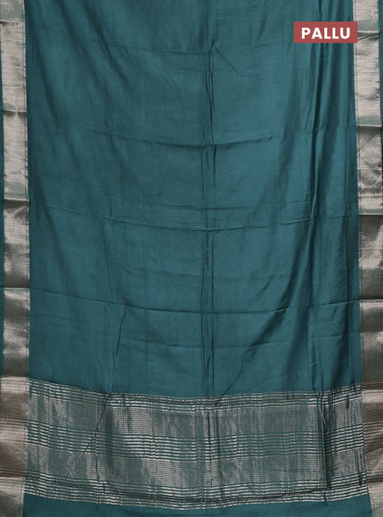 Semi mangalgiri saree green with plain body and zari woven border