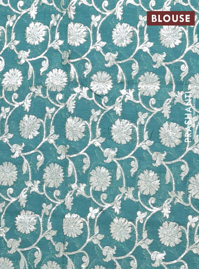 Semi mangalgiri saree green with plain body and zari woven border