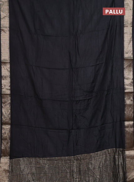 Semi mangalgiri saree black with plain body and zari woven border